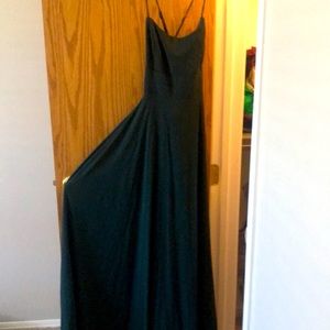 Forest green dress, wrap skirt. Floor length on me. 5’10